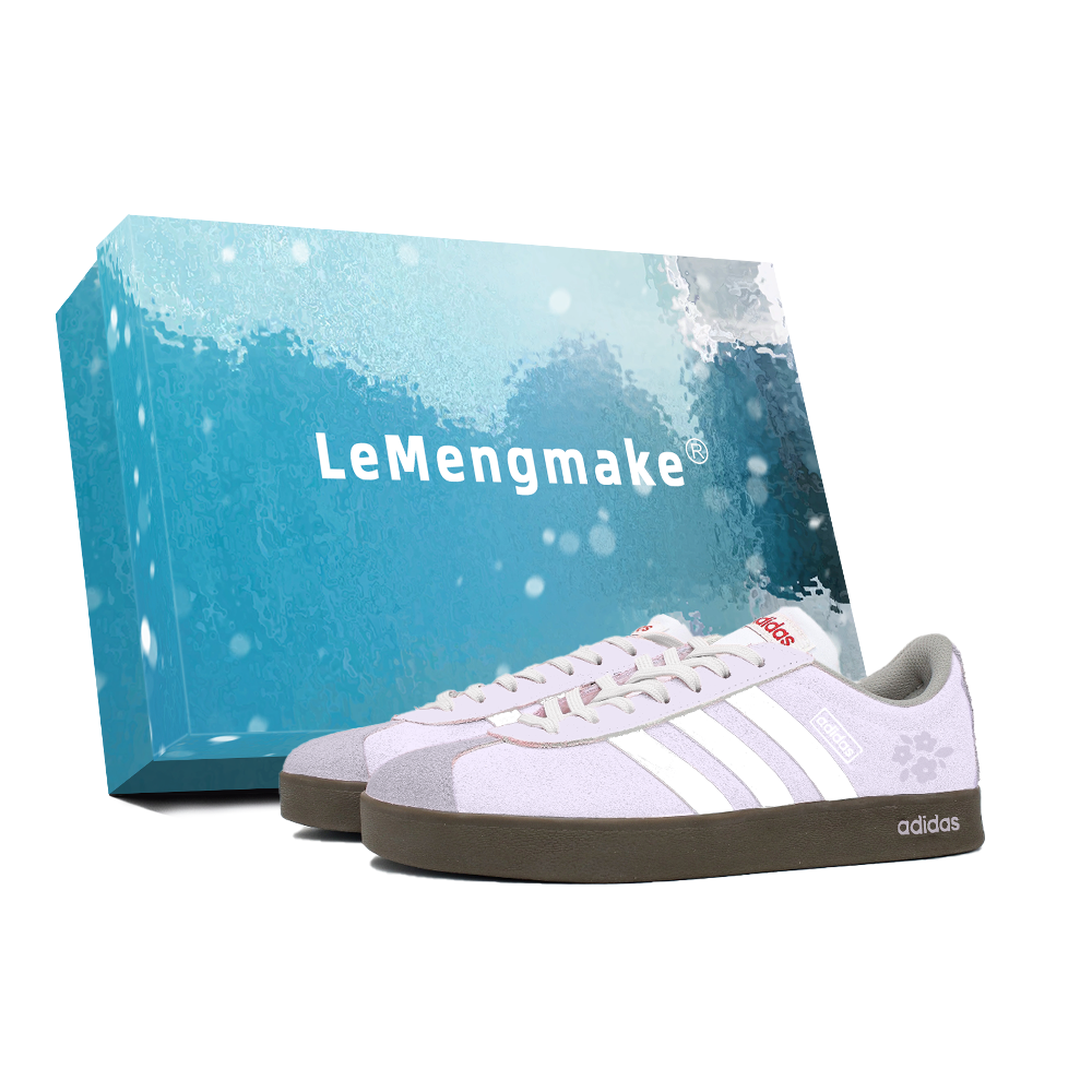 Adidas VL COURT 2.0 Abrasion Resistant Low Top Skateboard Shoes Unisex Purple