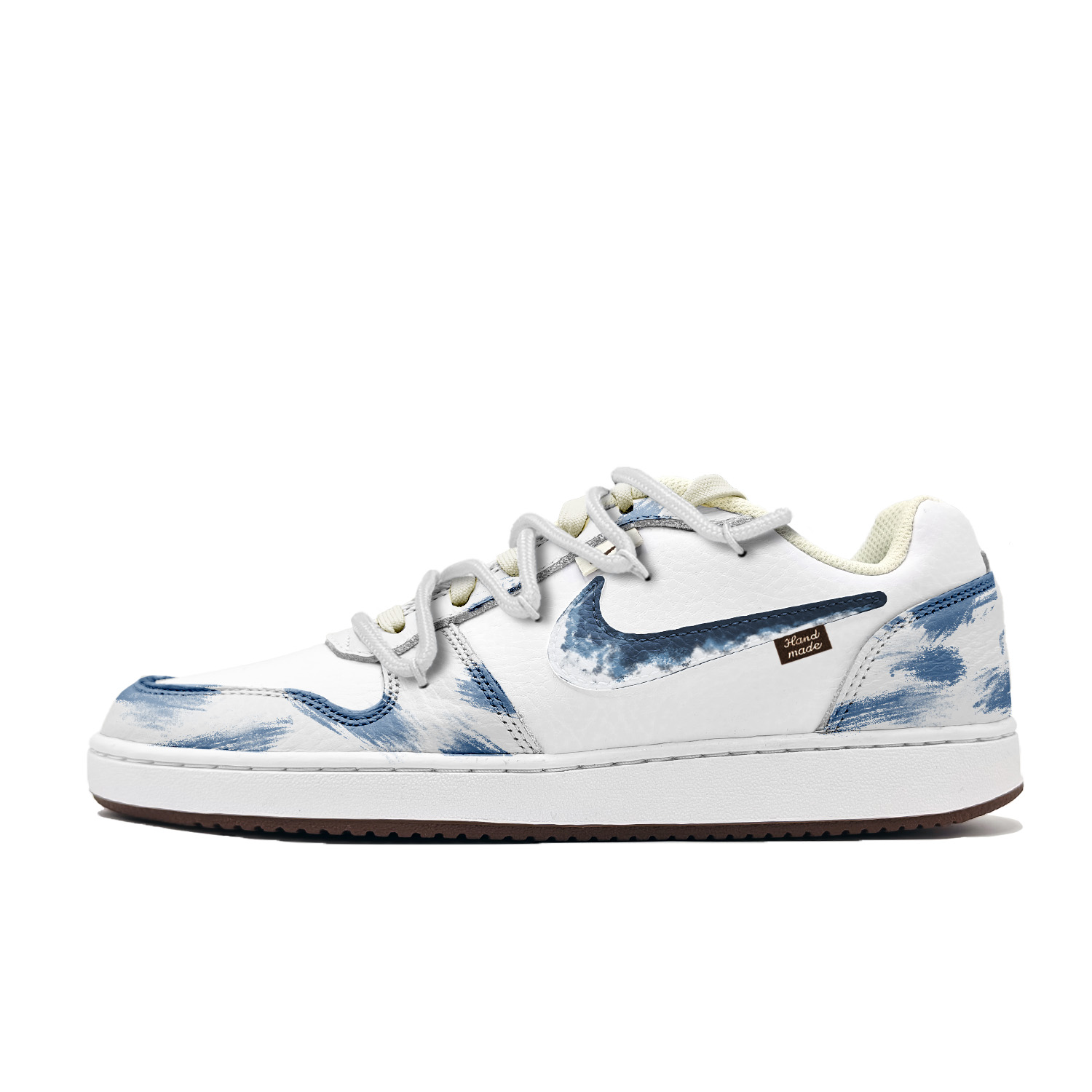 Nike EBERNON Blue And White Porcelain Slip Resistant Shock Absorbers Low top Skateboard Shoes Men's Blue White