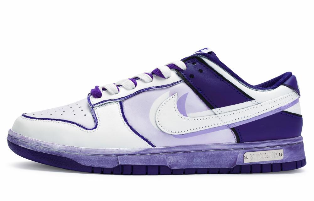 Nike Dunk Retro Low Top Skateboard Shoes Men's White Purple