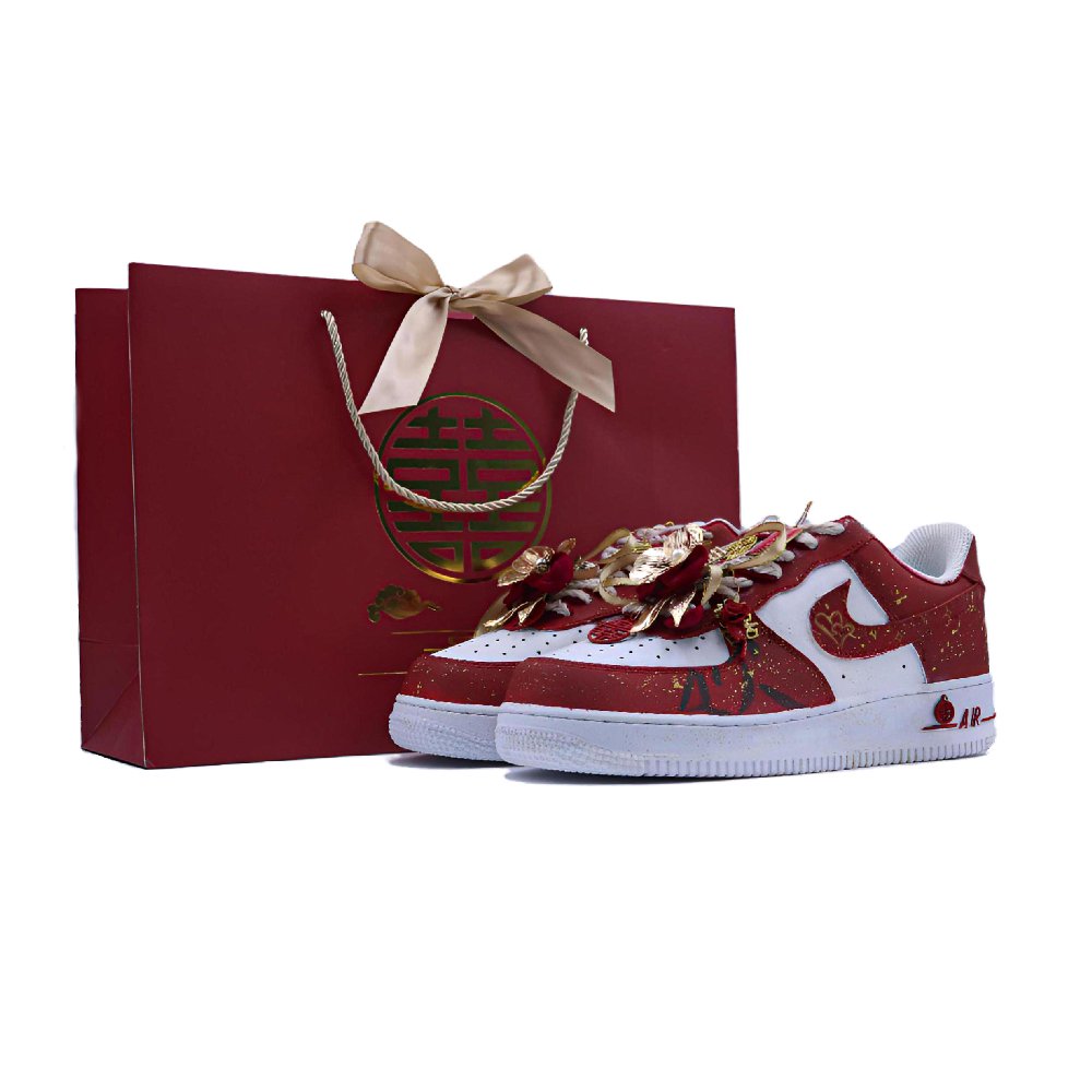 Nike Air Force 1 Newlywed Joyful Celebration Low Top Skateboard Shoes Unisex Red