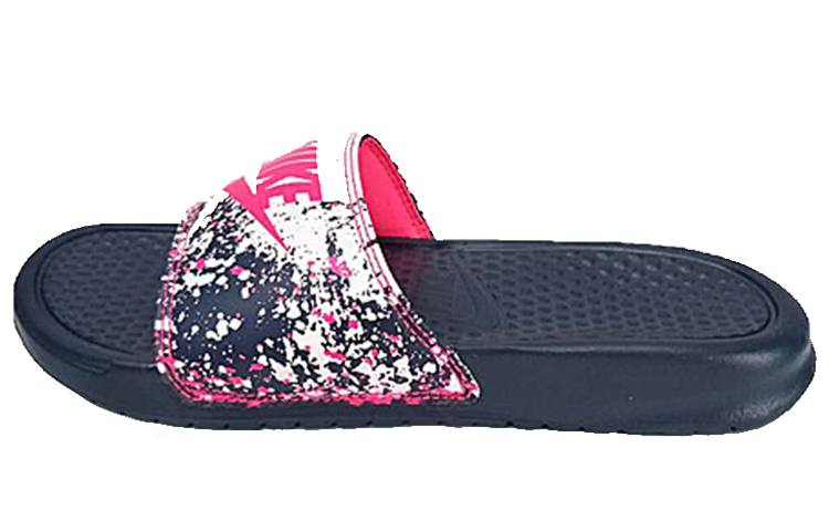 Nike Benassi Jdi Print Splash Ink Minimalistic Unisex Black Pink Slippers Women's
