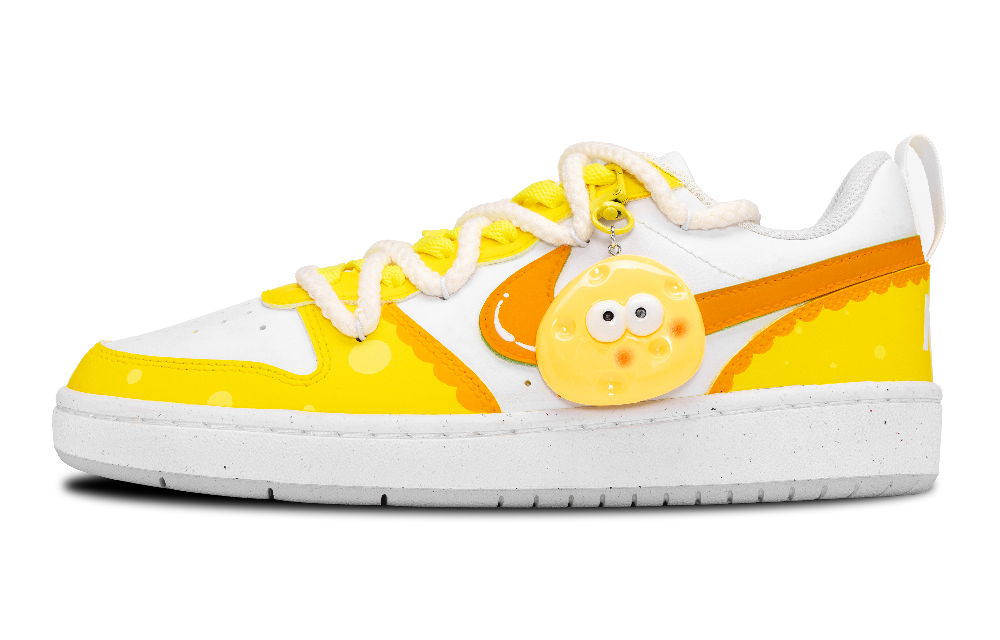 Nike Court Borough Anti-Slip And Wear-Resistant Water-Resistant Low-Top Skateboard Shoes GS White Yellow