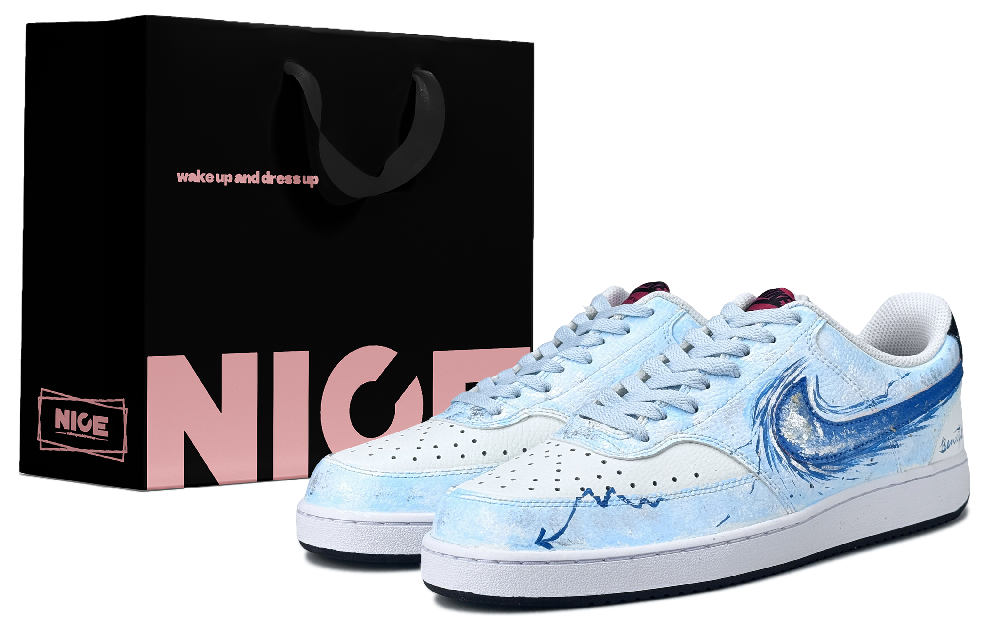 Nike Court Vision 1 Abrasion Resistant Low Top Skateboard Shoes Men's Blue