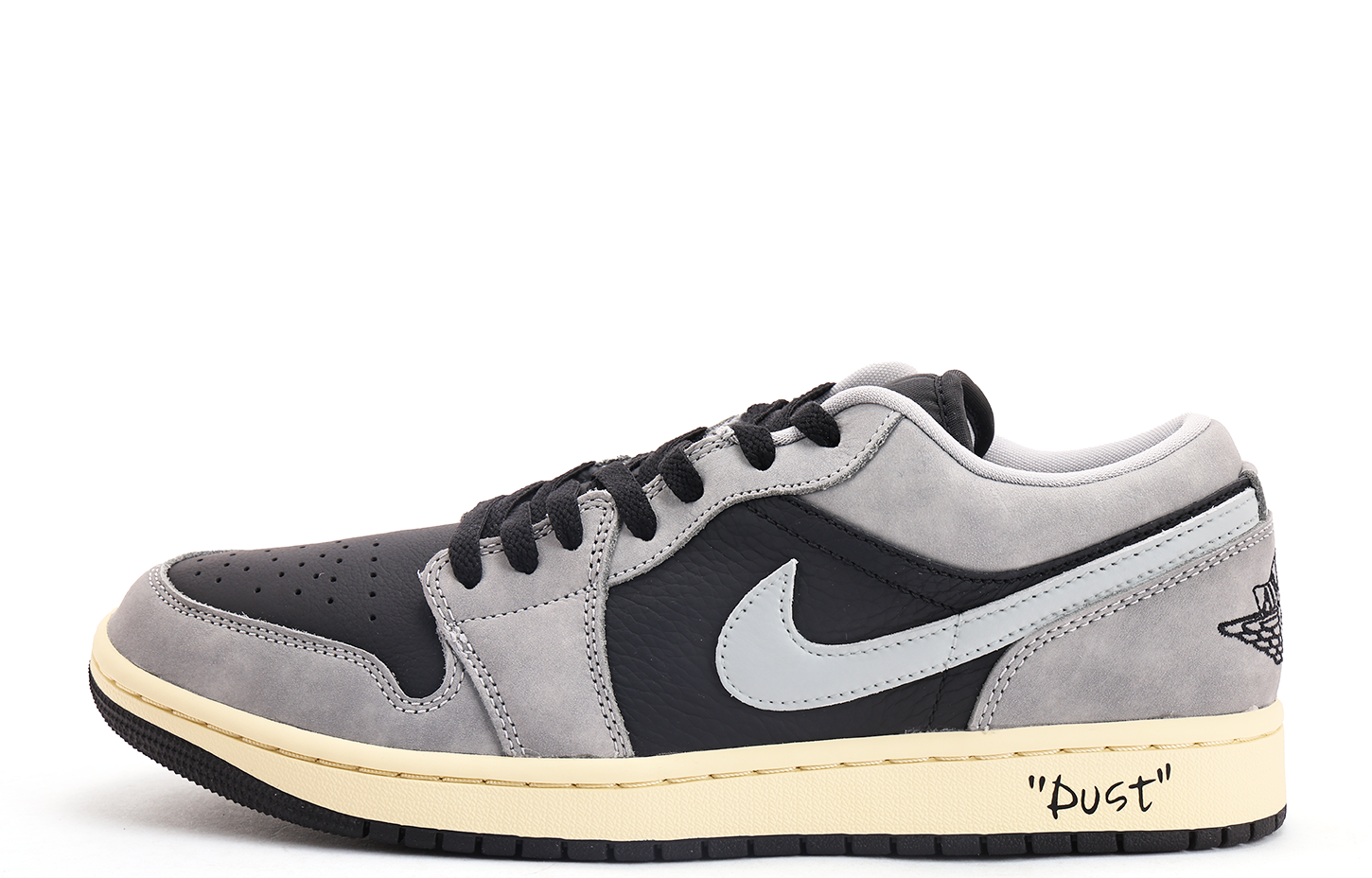 Jordan Air Jordan 1 Abrasion Resistant Coverage Low top Vintage Basketball Shoes Unisex Black Gray