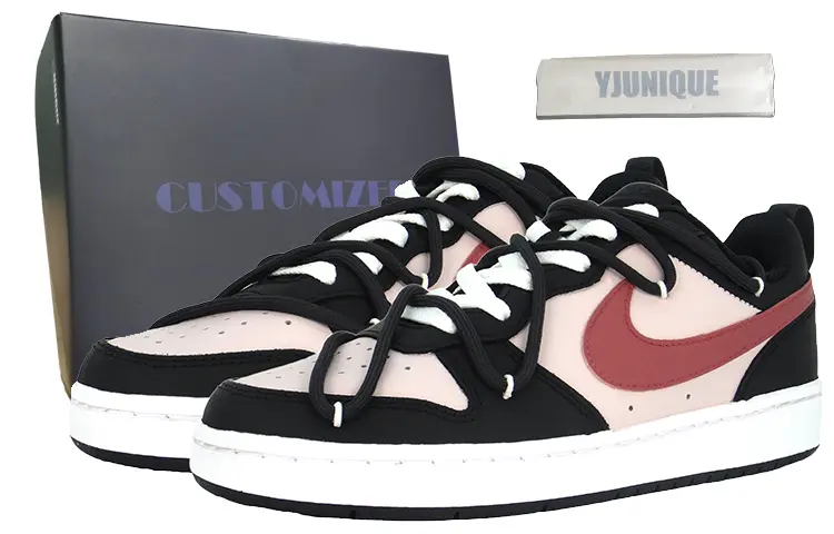 Nike Court Borough Transforming 107 Low Top Skateboard Shoes Women's Black Pink