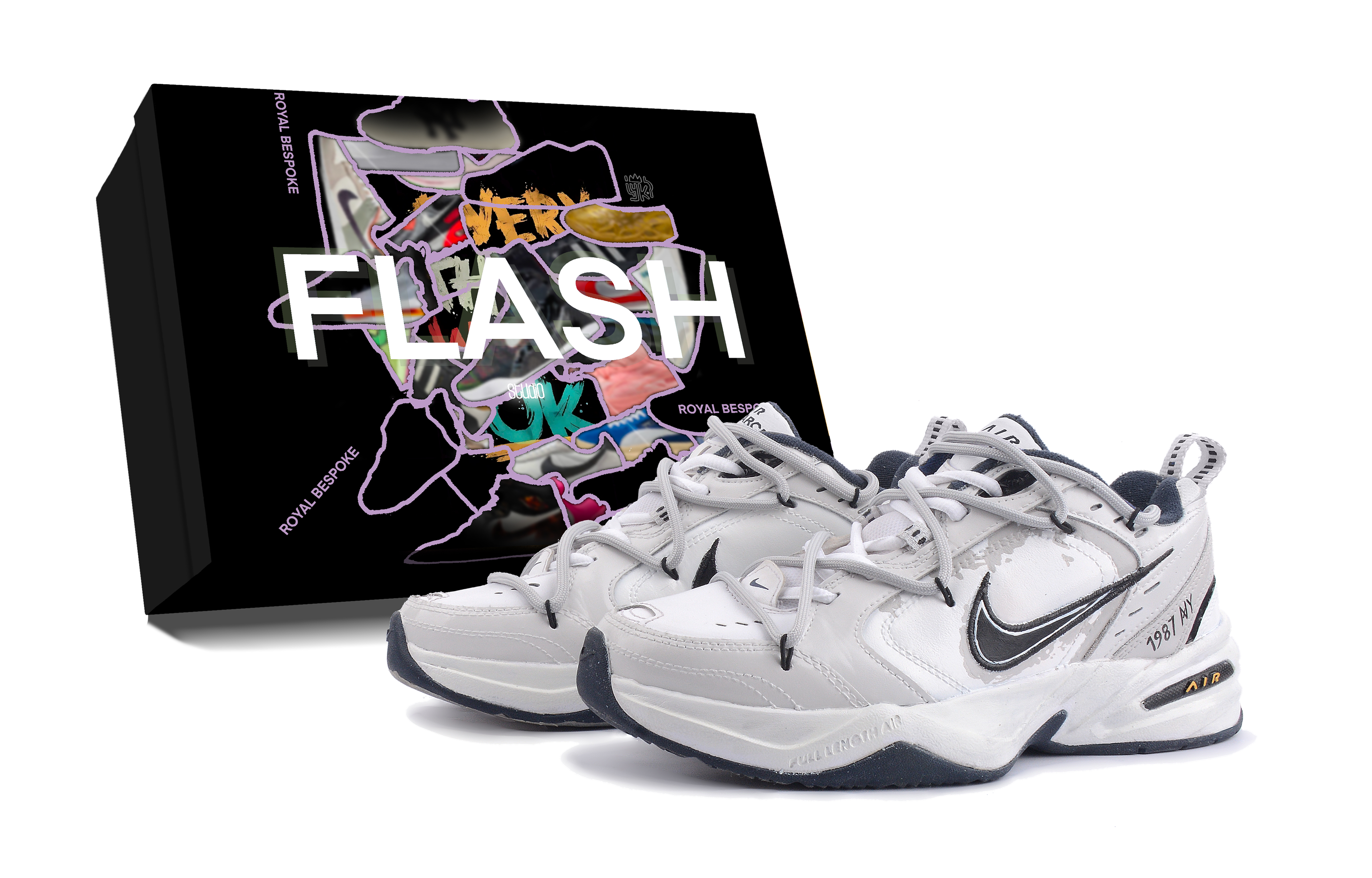 Nike Air Monarch 4 Old Street North, Box Included Low top Chunky Sneakers Unisex Gray White