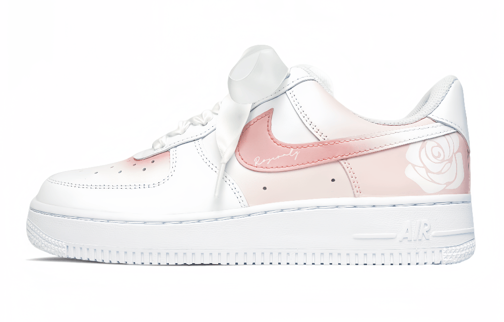 Nike Air Force 1 Low Top Skateboard Shoes Women's Pink White