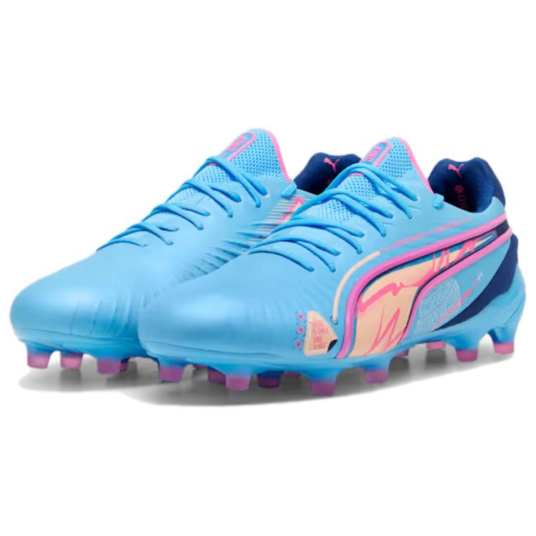 PUMA KING ULTIMATE FG/AG Soccer Shoes Men Low Top Bright Blue/Pink купить в интернет-магазине Yoocart с быстрой доставкой по России.