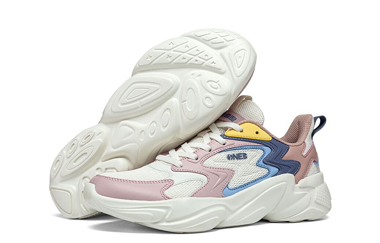 361° Anti-Slip And Wear-Resistant Breathable Low-Top Chunky Sneakers Women's White Pink