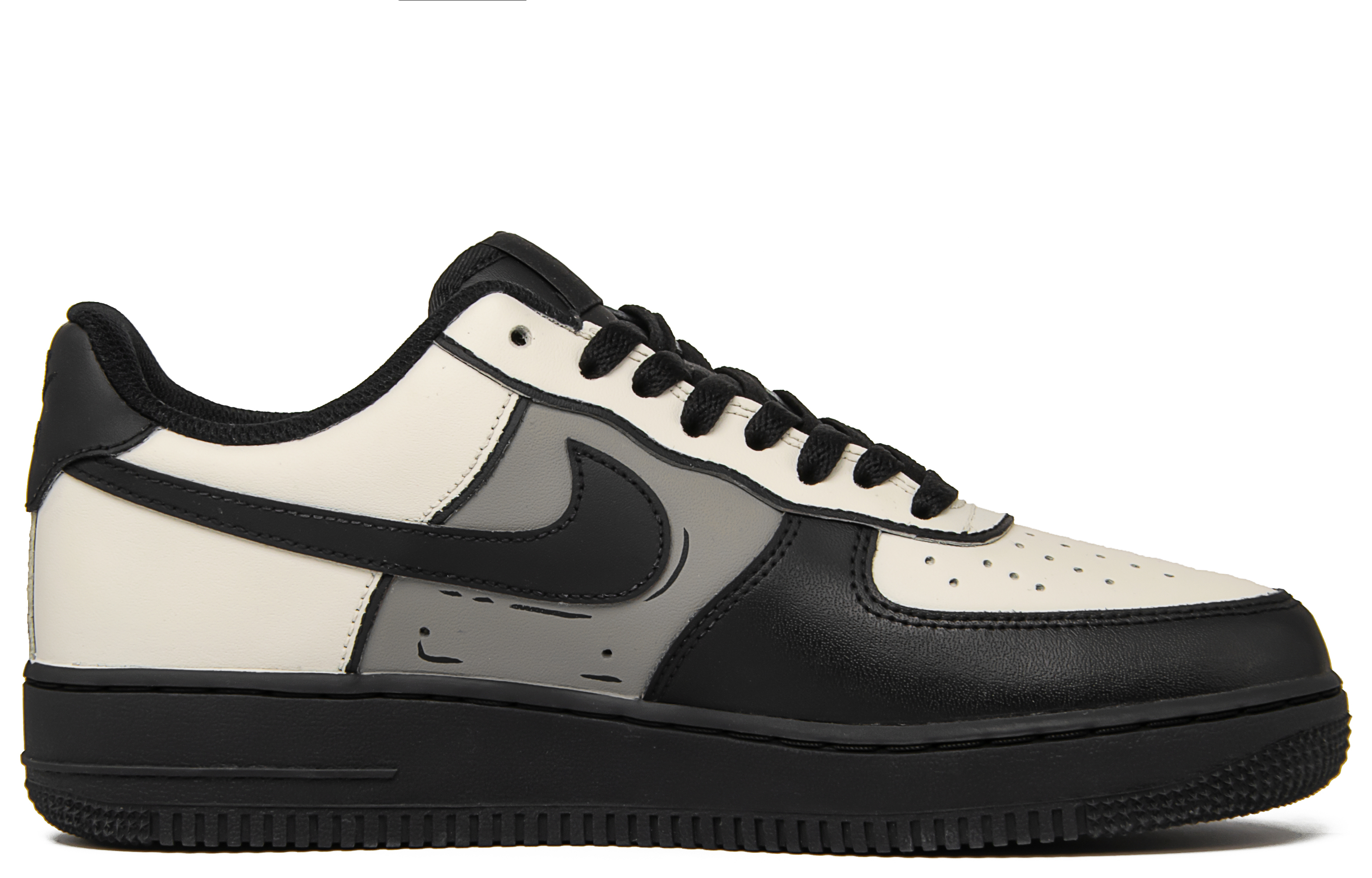 Nike Air Force 1 Wandering Plan Anti Slip Wear Resistant Low Top Skateboard Shoes Men's Beige Black
