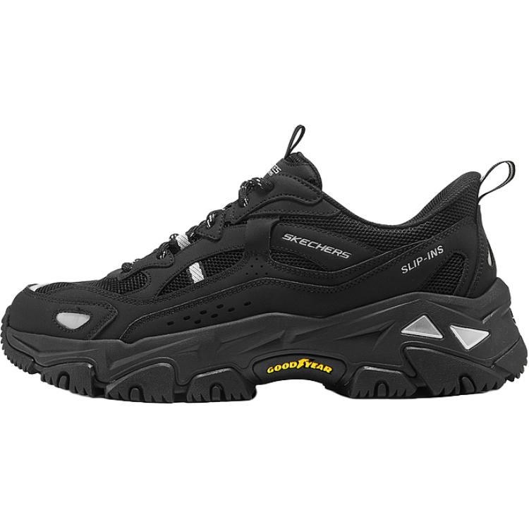 Skechers D'LITES Hiker Wear resistant And Lightweight Low top Chunky Sneakers Men's Black