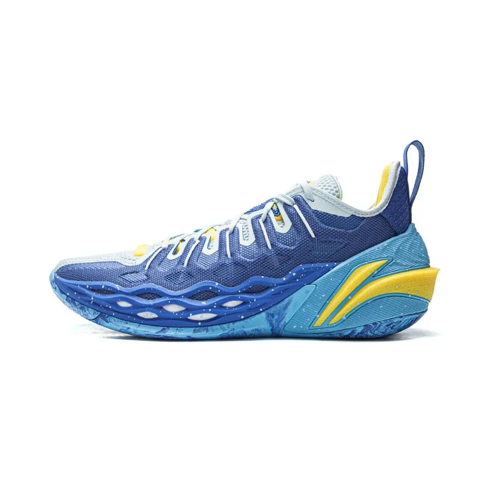 LiNing Buckets Shock Absorbers Slip Resistant Breathable Low Top Basketball Shoes Men's Blue