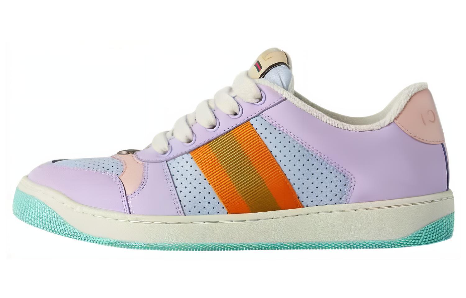GUCCI Screener Lovelight Low Top Stylish Skateboarding Shoes Women's Purple Blue Orange