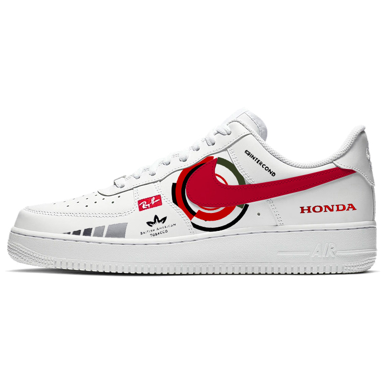 Nike Air Force 1 Anti Slip And Wear Resistant Lightweight Low Top Skateboard Shoes Unisex White Red