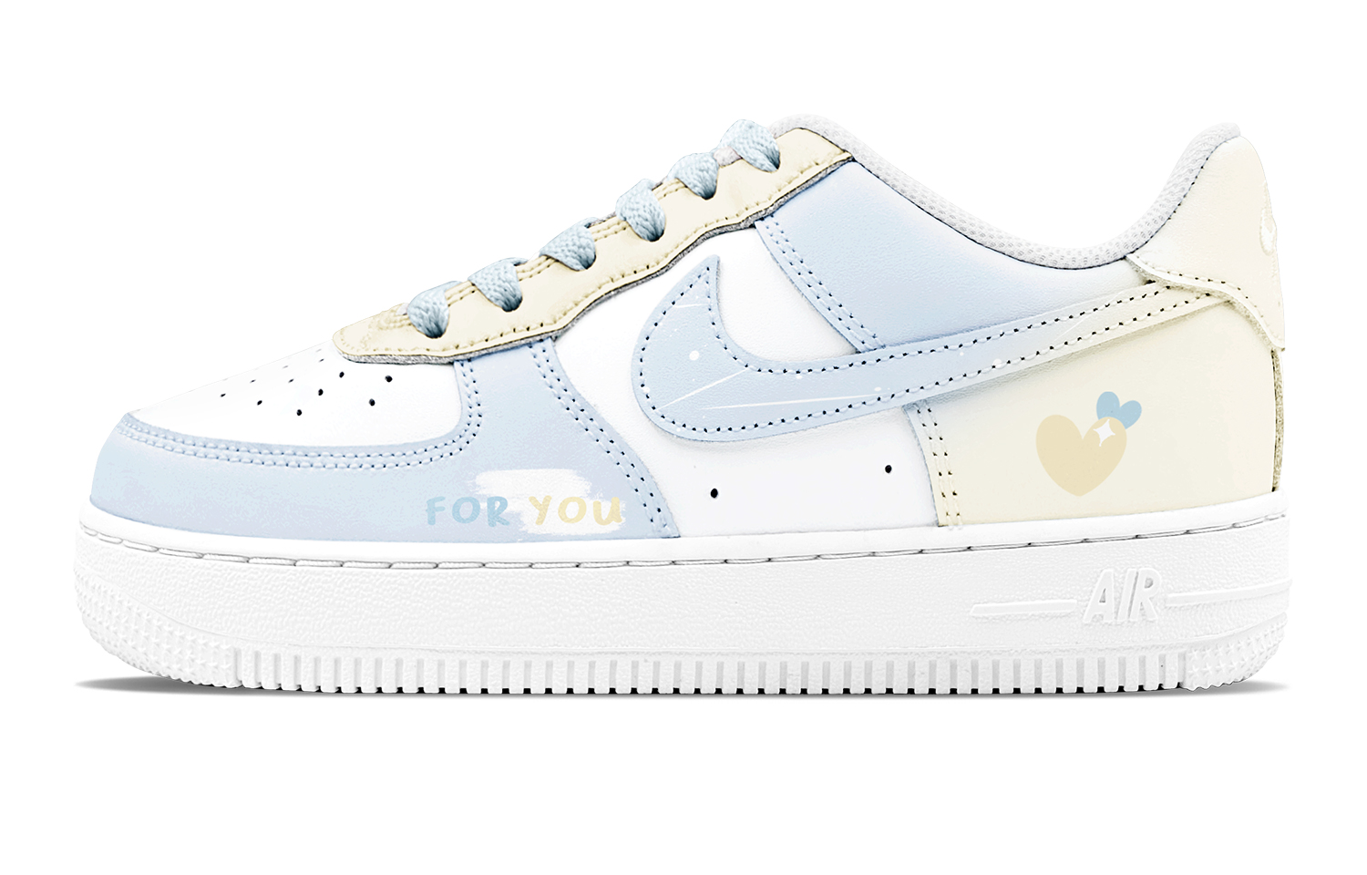 Nike Air Force 1 Air Force 1 Abrasion Resistant Low top Skateboard Shoes Women's Blue Yellow