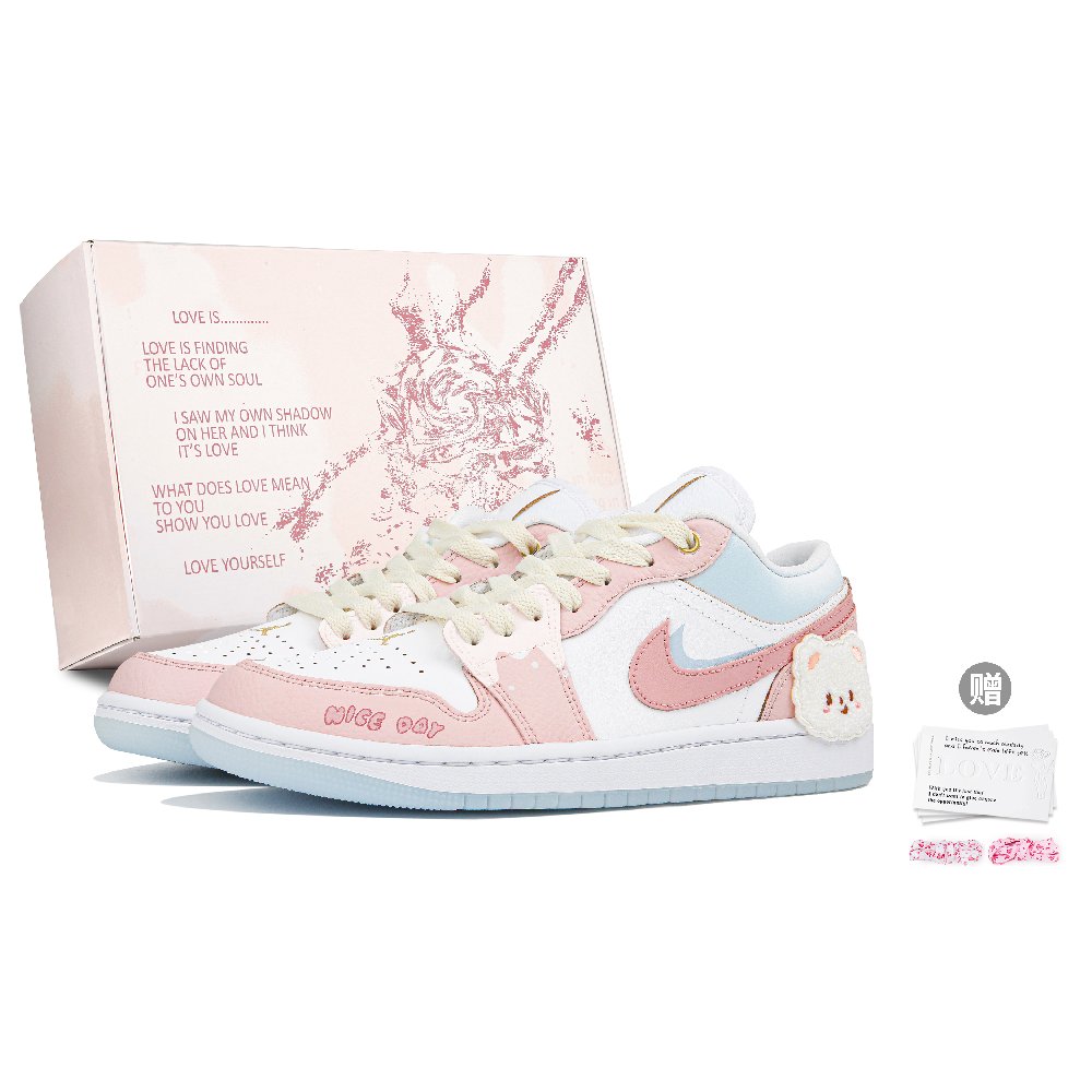 Jordan Air Jordan 1 Low-Top Vintage Basketball Shoes Women's White Pink