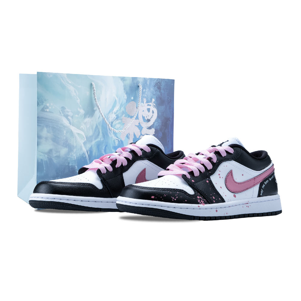 Jordan Air Jordan 1 Low Top Vintage Basketball Shoes Women's Black Pink