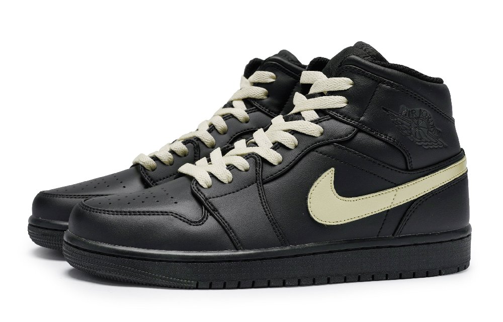 Jordan Air Jordan 1 Vintage Basketball Shoes Men Mid Top Beige Yellow
