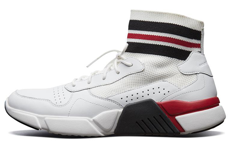 Skechers Block High Top Casual Shoes Men's White Red