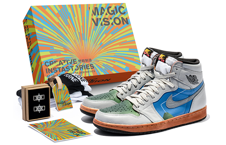 Jordan Air Jordan 1 High High-Top Vintage Basketball Shoes Unisex White Blue