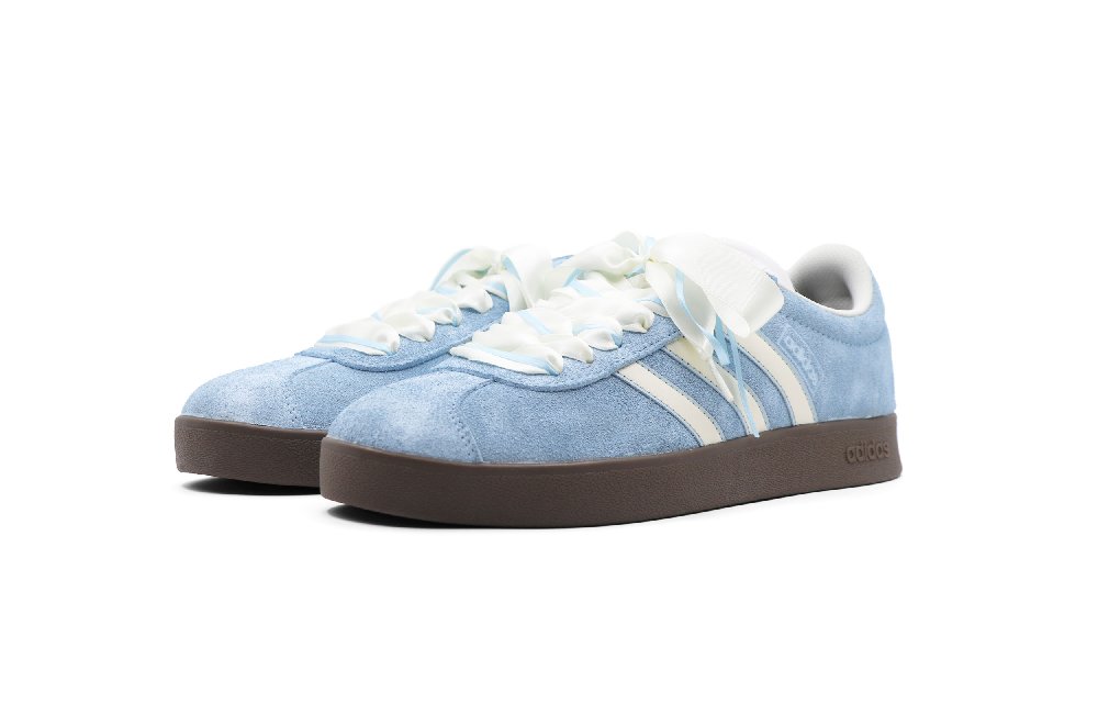 Adidas Neo VL Court 2.0 Ice Shards Sea Salt Slip-Resistant Low-Top Skateboard Shoes Unisex Light Blue