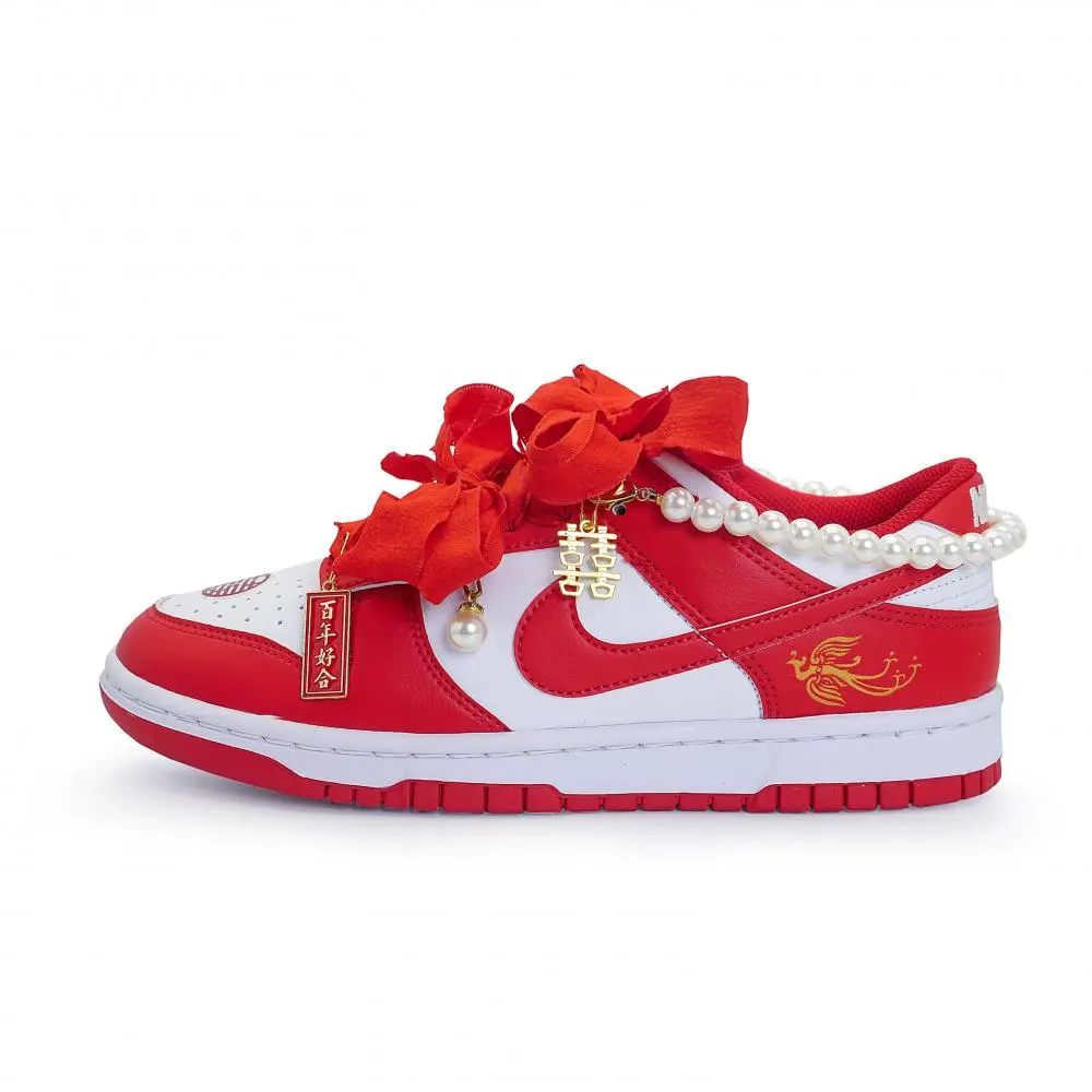 Nike Dunk Golden Phoenix Brings Joy Abrasion Resistant Low top Skateboard Shoes Unisex Red