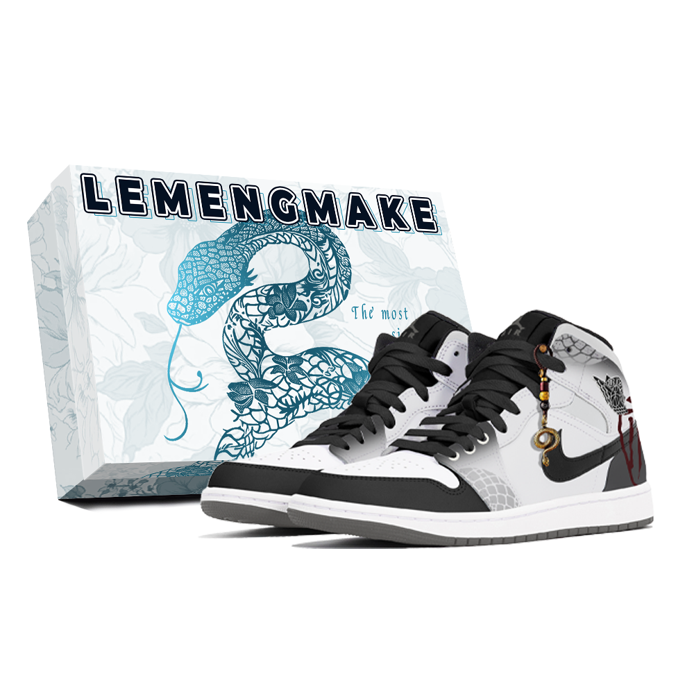 Jordan Air Jordan 1 Joy Lemon Abrasion-Resistant Mid-Top Vintage Basketball Shoes Unisex Black White