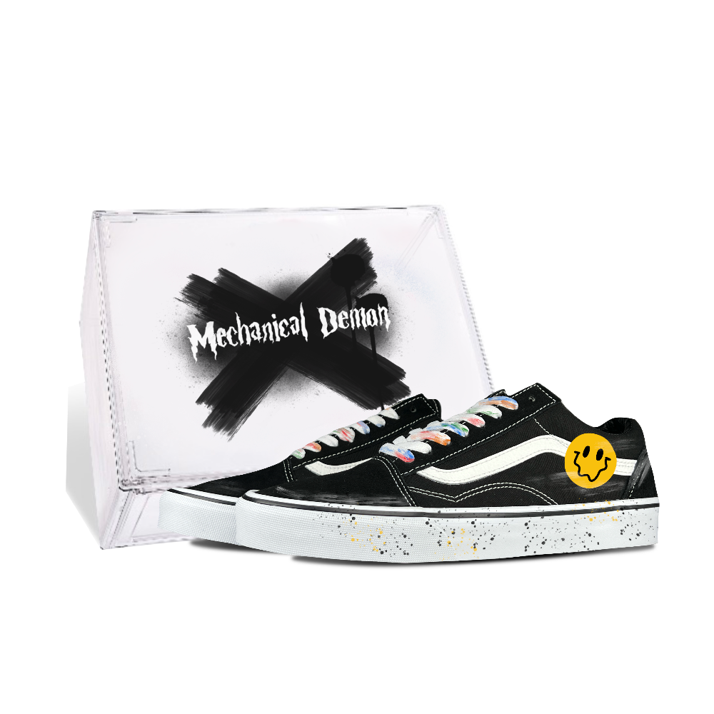 Vans Old Skool Open Ended Fun Plan Slip Resistant Low Top Skateboard Shoes Unisex Black White