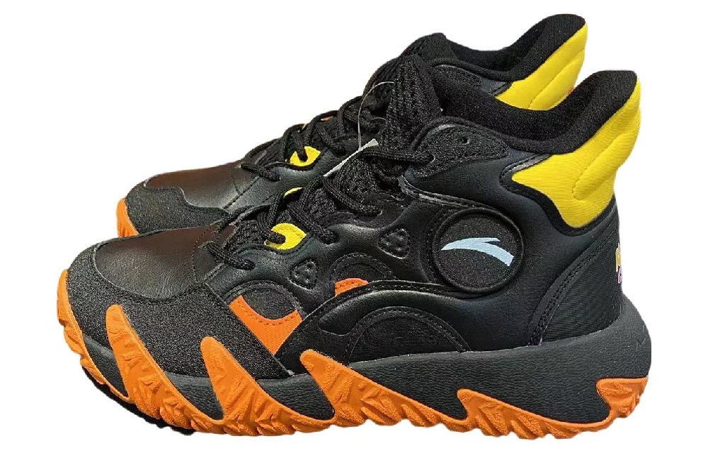 Naruto x Anta Anti Slip Wear Resistant Mid Top Basketball Shoes Men's Black Orange