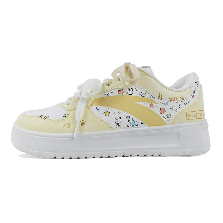 Anta Relaxed Slip Resistant Shock Absorbers Low Top Skateboard Shoes Unisex Yellow
