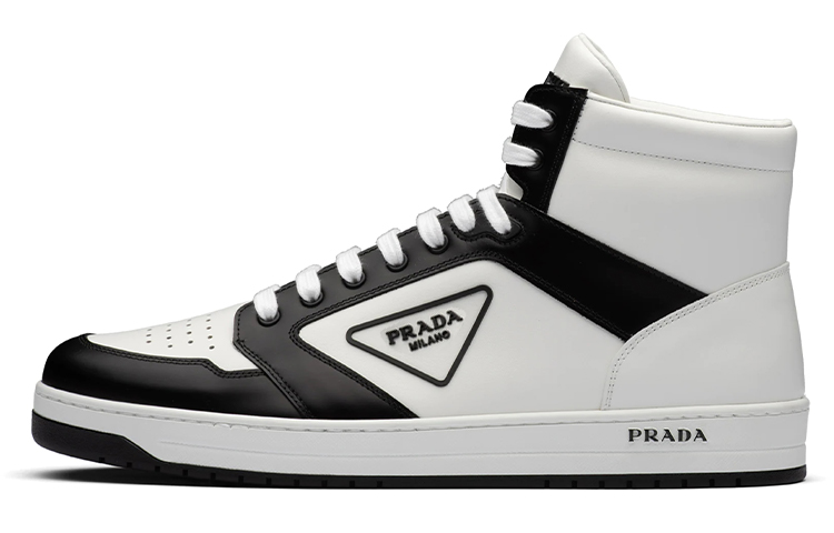 PRADA District High White Black White Leather