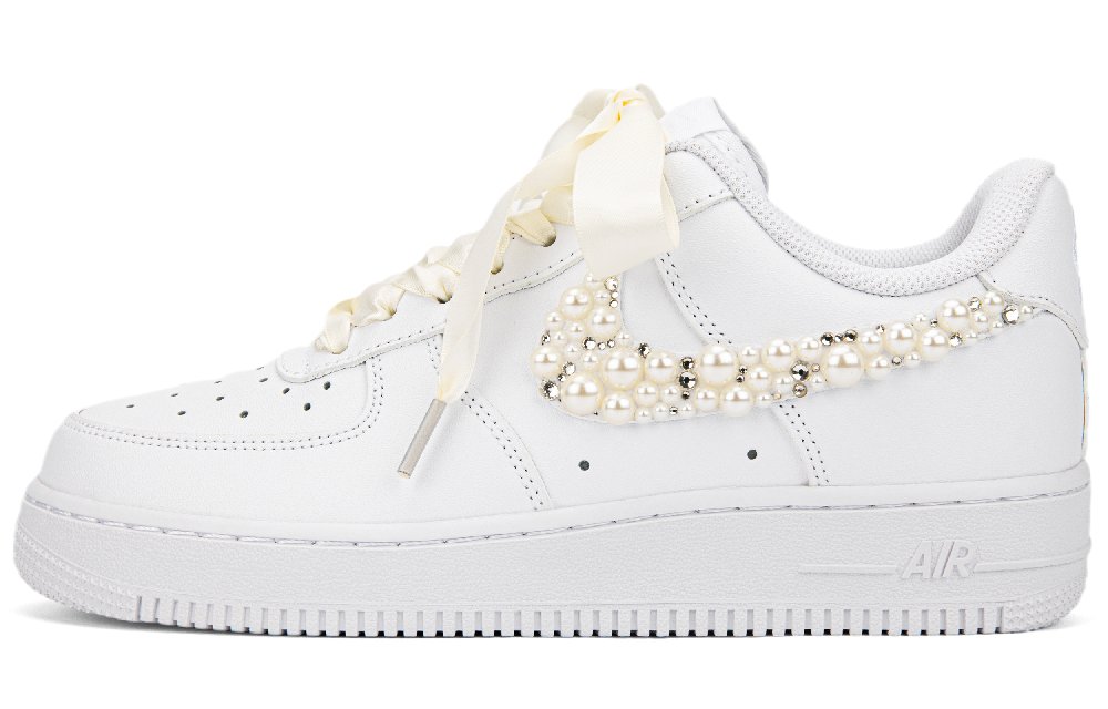 Nike Air Force 1 Slip Resistant Cushioning Abrasion Resistant Low Top Skateboard Shoes Women's Ecru