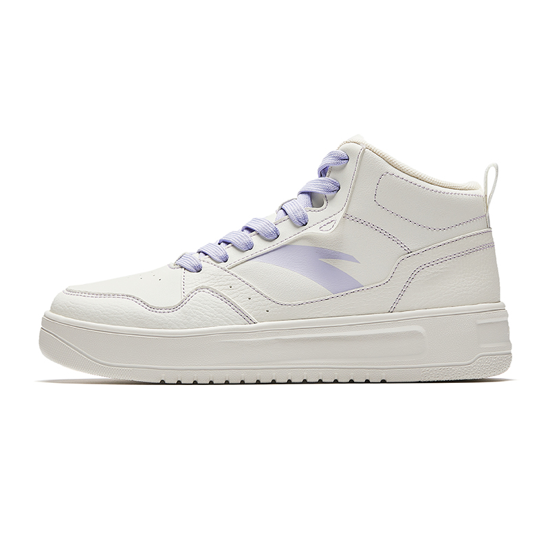 Anta Slip Resistant, Abrasion Resistant, Lightweight, Height Increasing High Top Skateboard Shoes Women's White Purple