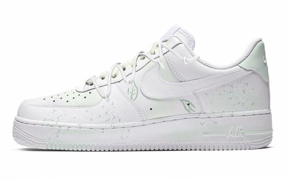 Nike Air Force 1 Low Top Skateboard Shoes Women's White Green