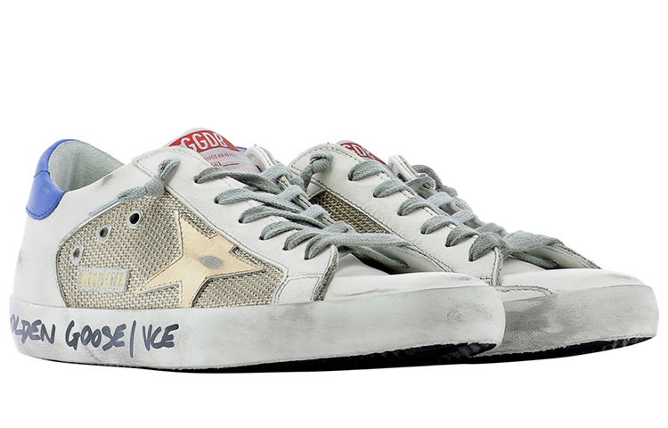 Golden Goose Super-Star White Blue Gold Red Handwritten