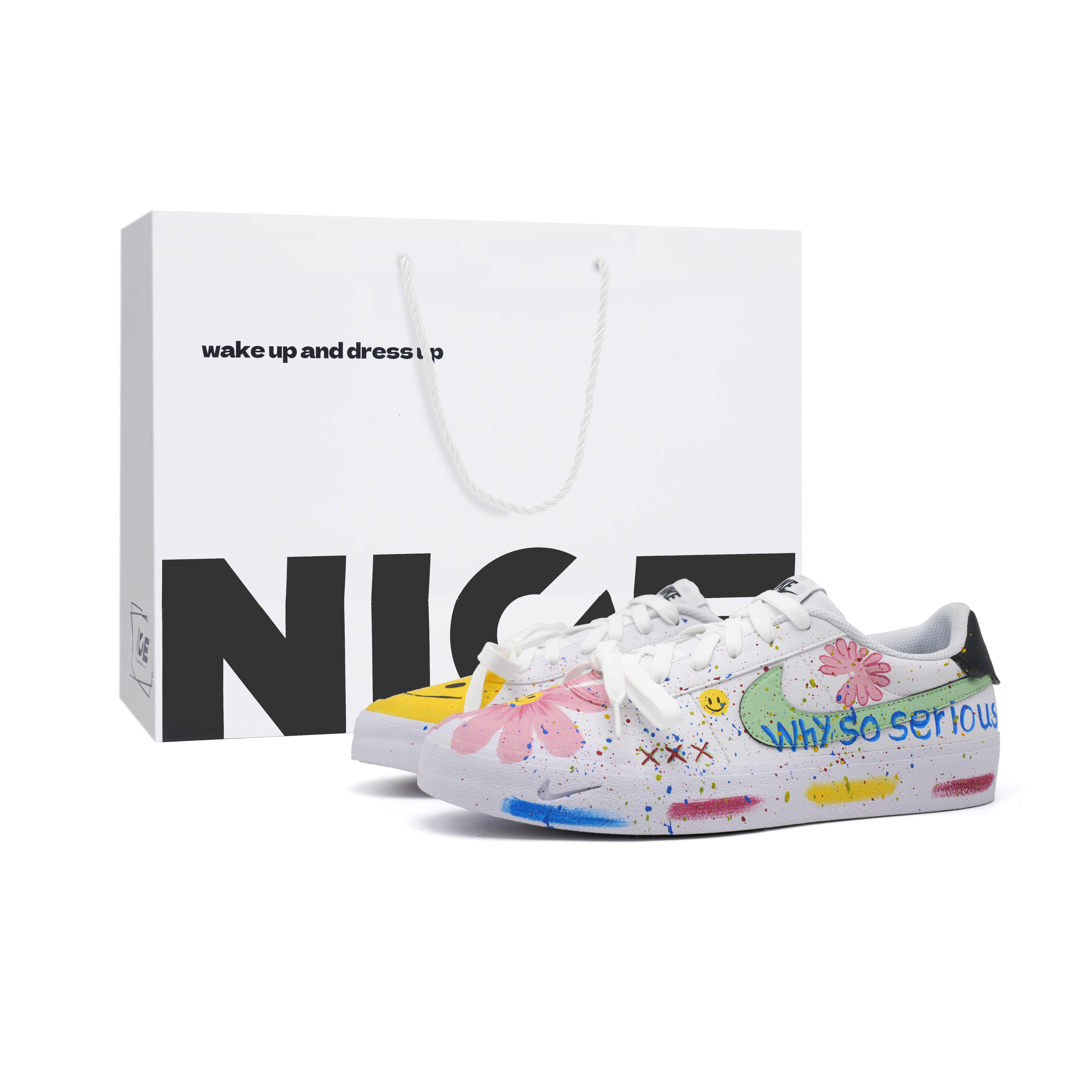 Nike Court Shot BigBang Masterpiece Lightweight Anti Slip Low top Skateboard Shoes Unisex White