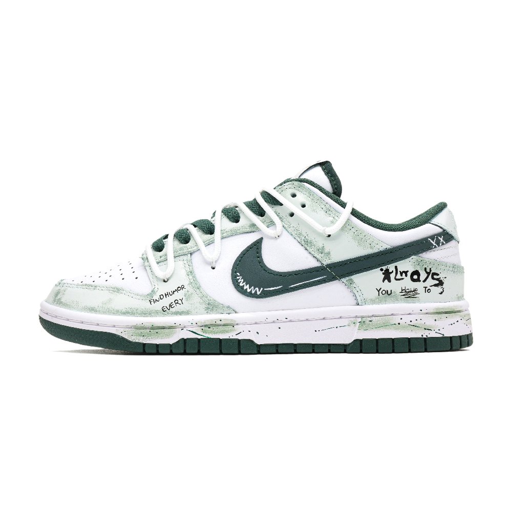 Nike Dunk The Wizard Of Oz Anti Slip Wear Resistant Low Top Skateboard Shoes Unisex White Green