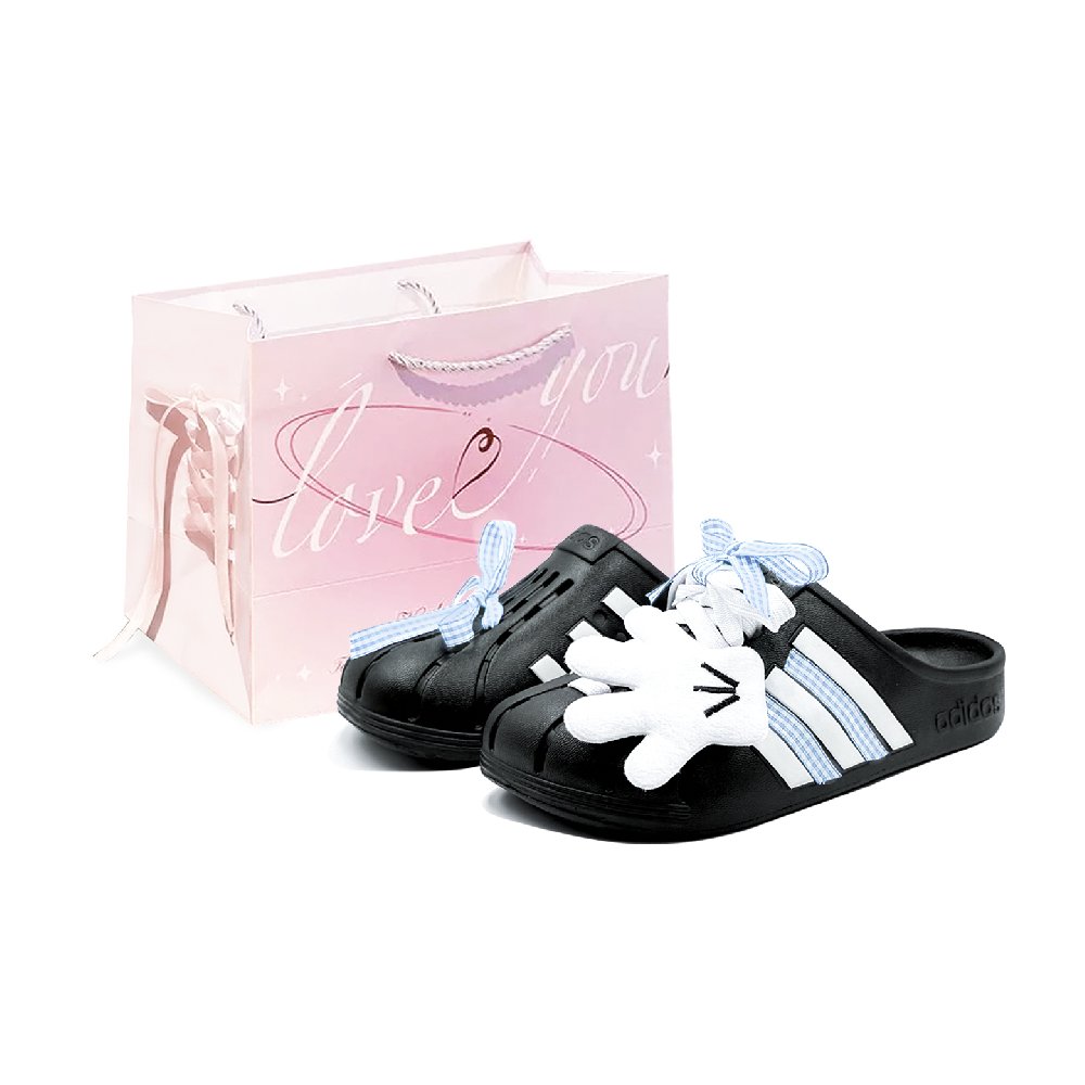 Adidas ADILETTE CLOGS Abrasion Resistant Closed Toe Slippers Unisex Black White Blue