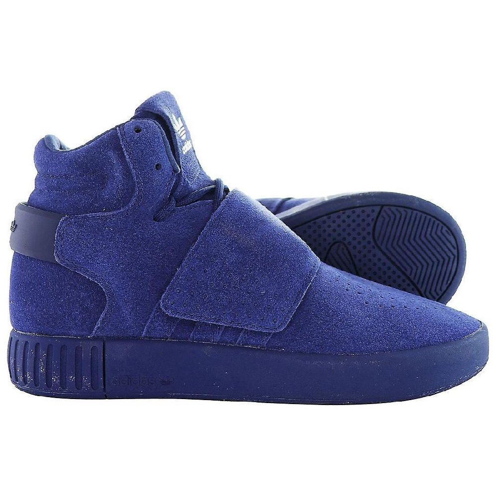 Adidas Originals Tubular Invader Strap Anti Slip Wear Resistant High Top Skateboard Shoes Unisex Blue