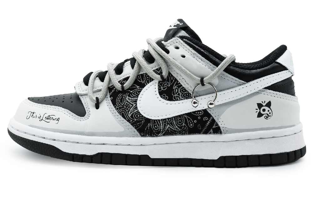 Nike Dunk Anti-Slip Wear-Resistant Lightweight Breathable Low-Top Skateboard Shoes Women's Black Gray White