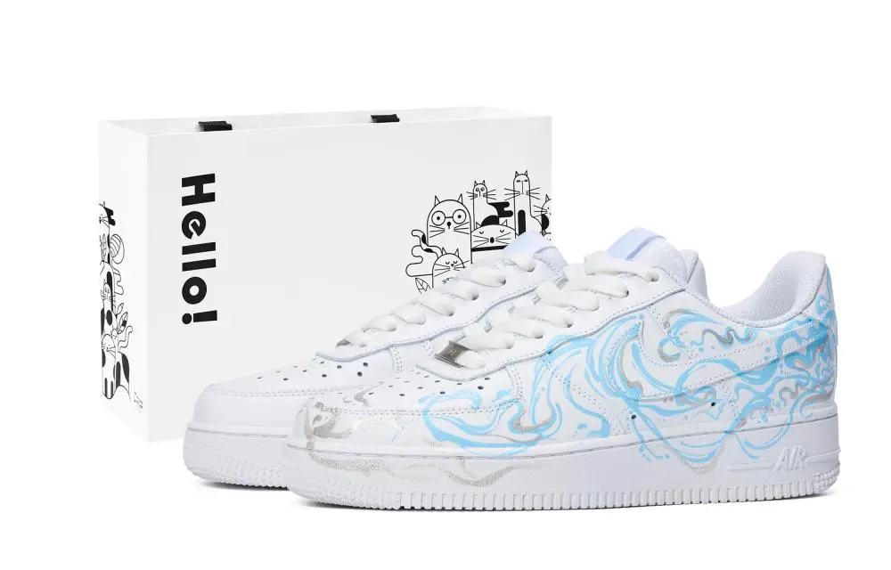 Nike Air Force 1 Wave Jellyfish Skateboard Shoes Unisex Blue White