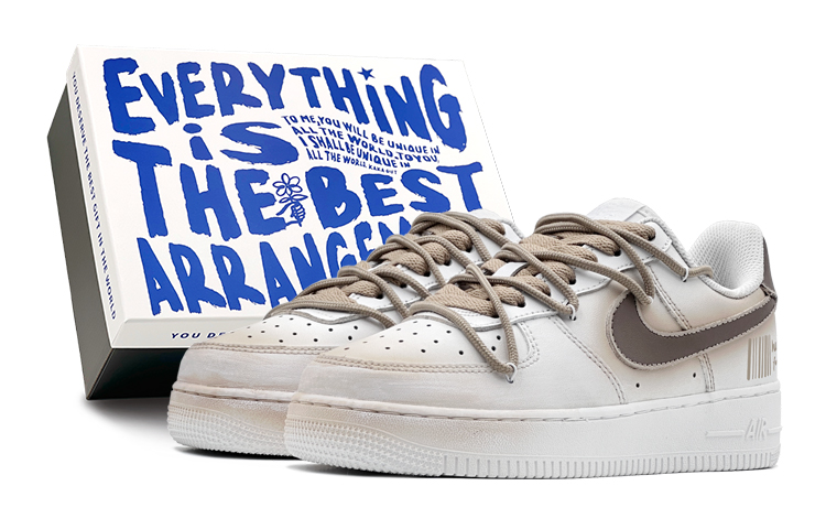 Nike Air Force 1 Low Top Skateboard Shoes GS White Brown