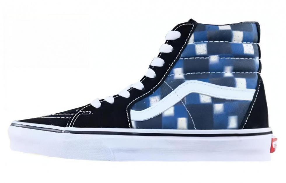 Vans SK8 Cushioning Wear-Resistant High-Top Skateboard Shoes Unisex Black White Blue