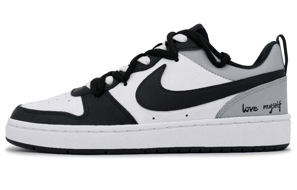 Nike Court Borough 2 Non slip Lightweight Low Top Skateboard Shoes GS Gray Black