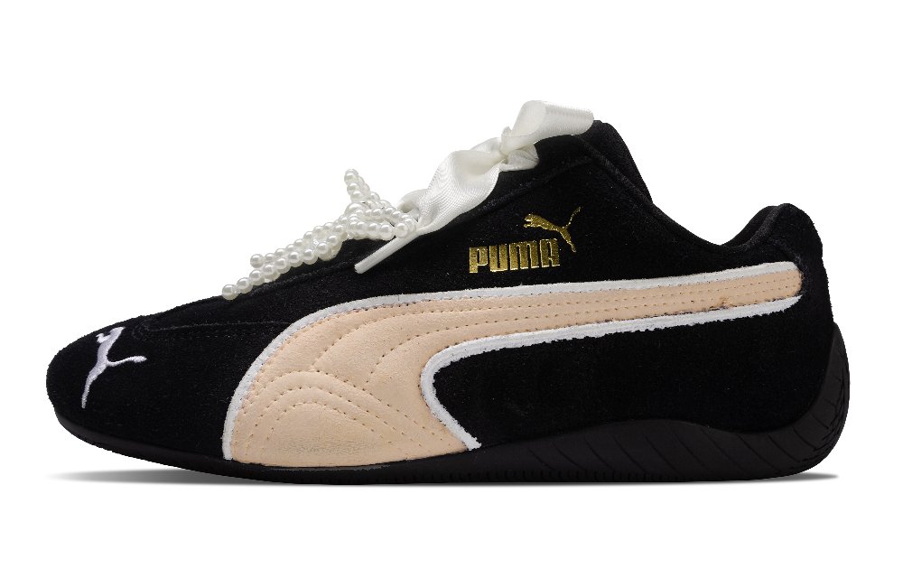 PUMA Speedcat Peanut Milk Anti-Slip Wear-Resistant Low-Top Casual Shoes Unisex Black