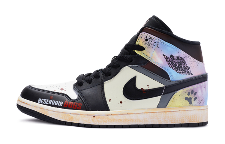 Jordan Air Jordan 1 Mid SE Anti Slip Wear Resistant Mid Top Vintage Basketball Shoes GS Black White Pink