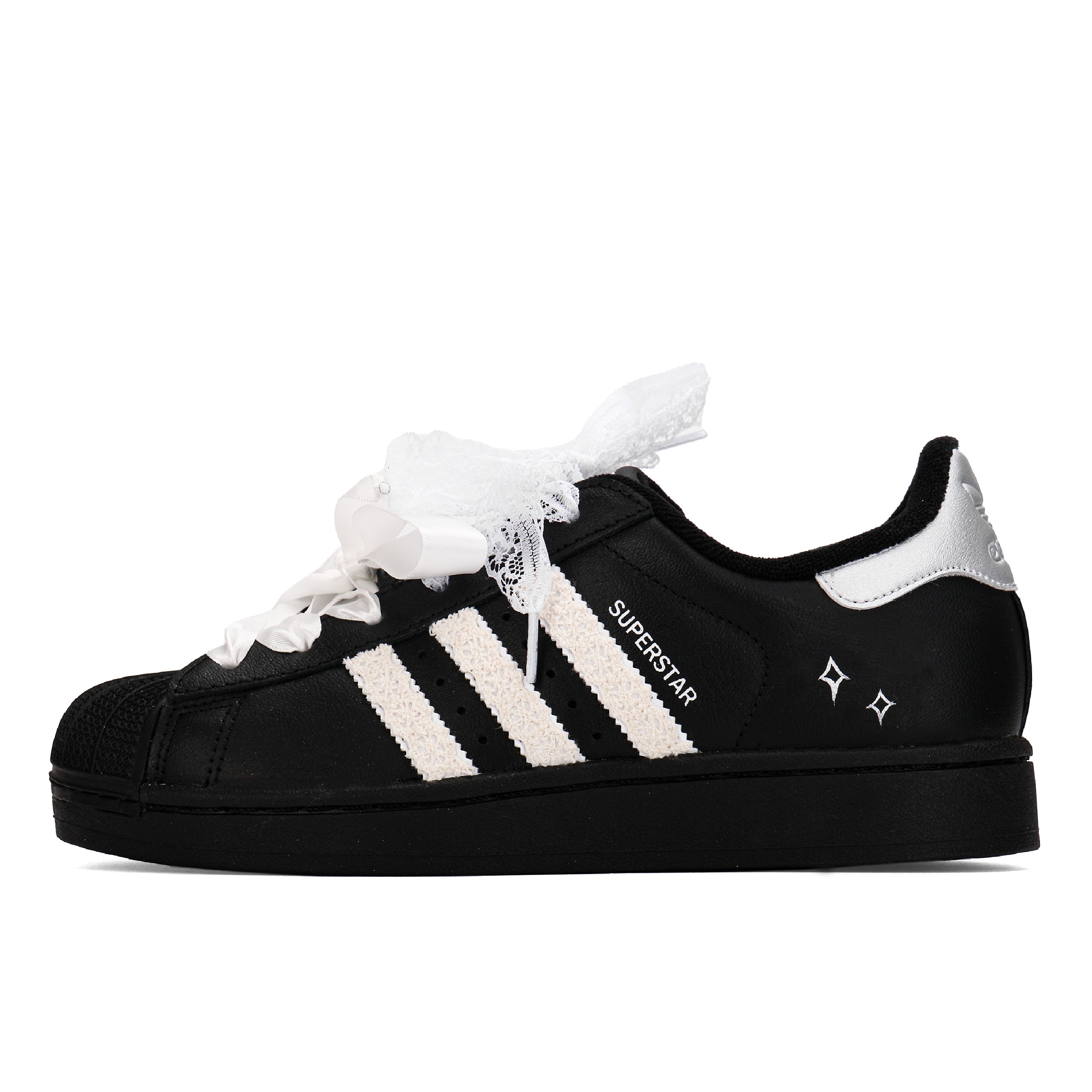 Adidas Originals Superstar 2 Butterfly Ballet Abrasion Resistant Low top Skateboard Shoes Unisex Silver Black