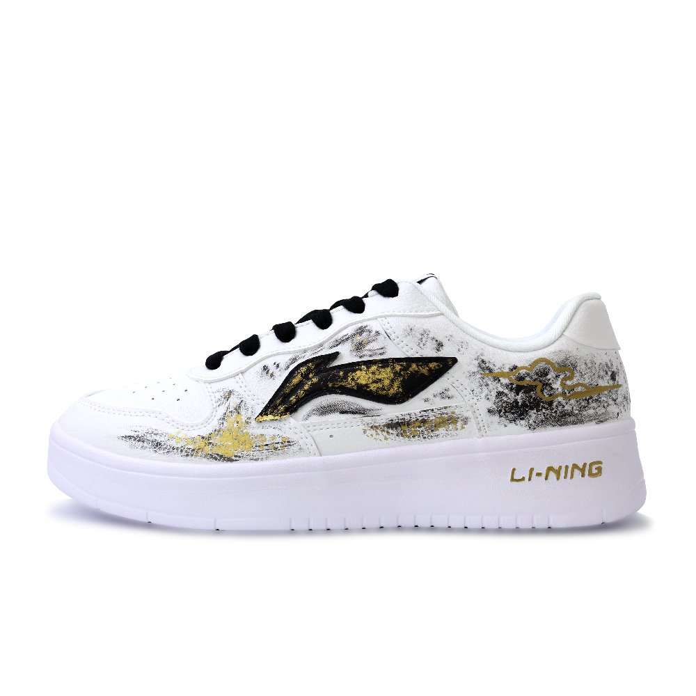 LiNing Pontoon Boats Abrasion Resistant Breathable Low Top Skateboard Shoes Unisex White Black Gold