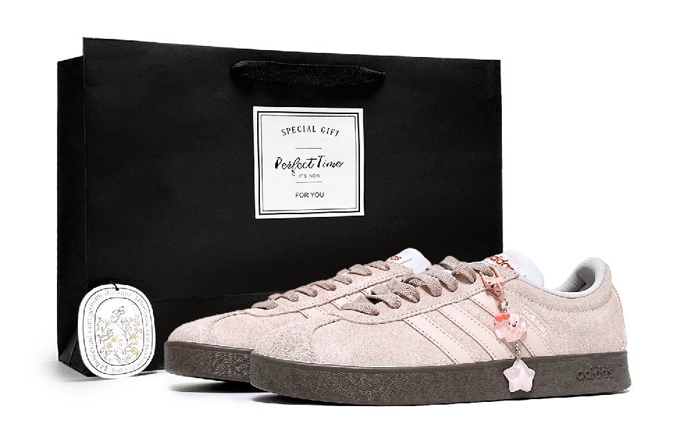 Adidas VL COURT 2.0 Star Gift Bag Cushioning, Wear Resistant Low Top Skateboard Shoes Unisex Cherry Pink