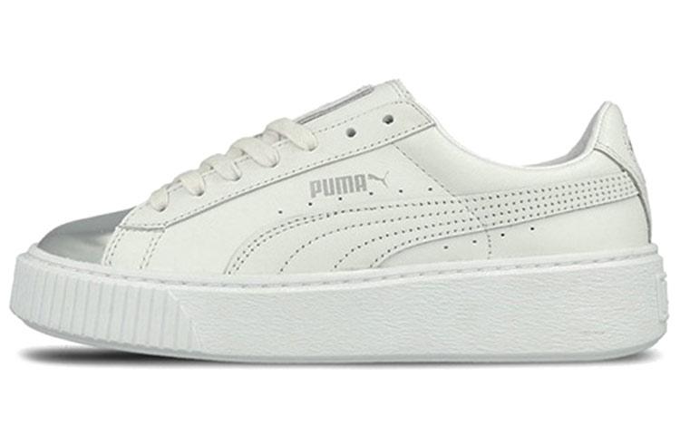 PUMA Basket Skate Shoes 'White Silver' Women's